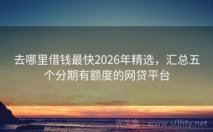 去哪里借钱最快2026年精选，汇总五个分期有额度的网贷平台