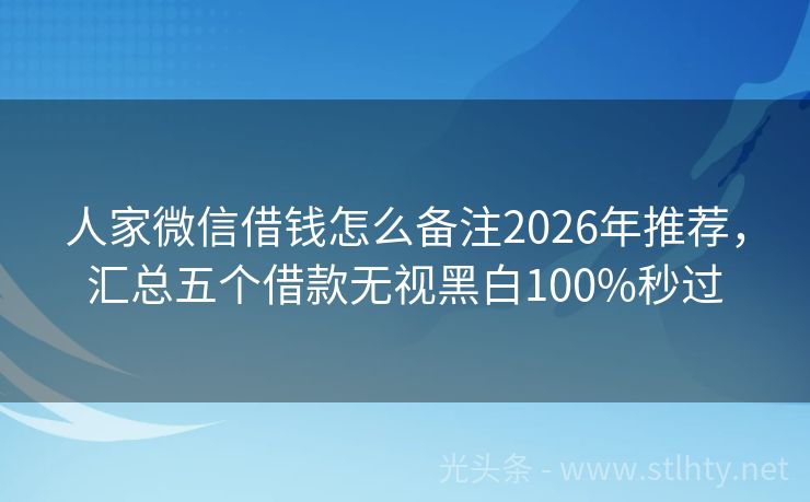 人家微信借钱怎么备注2026年推荐，汇总五个借款无视黑白100%秒过
