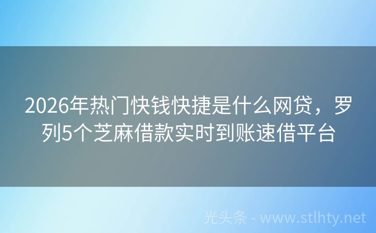 2026年热门快钱快捷是什么网贷，罗列5个芝麻借款实时到账速借平台