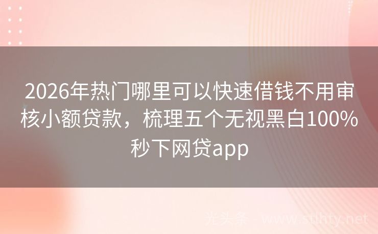 2026年热门哪里可以快速借钱不用审核小额贷款，梳理五个无视黑白100%秒下网贷app