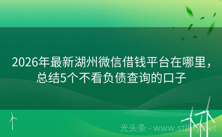 2026年最新湖州微信借钱平台在哪里，总结5个不看负债查询的口子