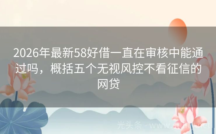 2026年最新58好借一直在审核中能通过吗，概括五个无视风控不看征信的网贷