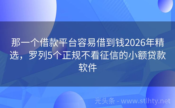 那一个借款平台容易借到钱2026年精选，罗列5个正规不看征信的小额贷款软件