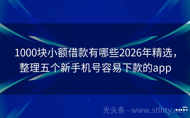 1000块小额借款有哪些2026年精选，整理五个新手机号容易下款的app