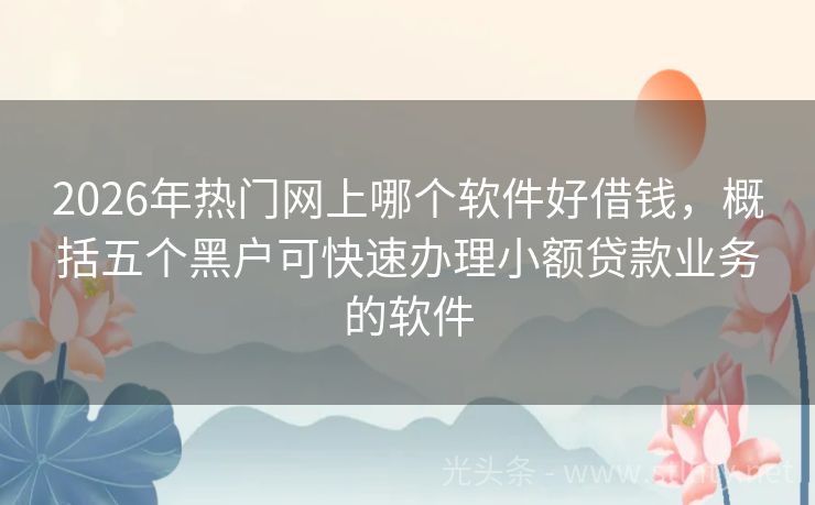 2026年热门网上哪个软件好借钱，概括五个黑户可快速办理小额贷款业务的软件
