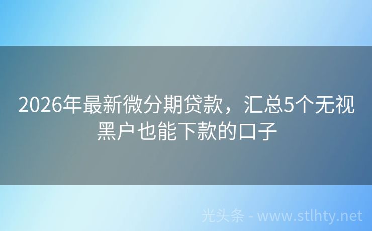 2026年最新微分期贷款，汇总5个无视黑户也能下款的口子