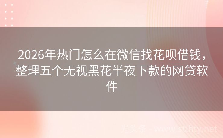 2026年热门怎么在微信找花呗借钱，整理五个无视黑花半夜下款的网贷软件