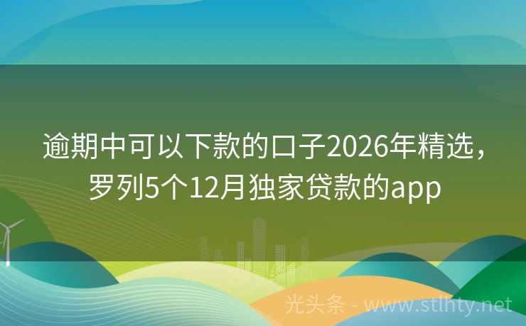 逾期中可以下款的口子2026年精选，罗列5个12月独家贷款的app