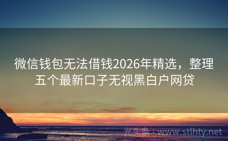 微信钱包无法借钱2026年精选，整理五个最新口子无视黑白户网贷