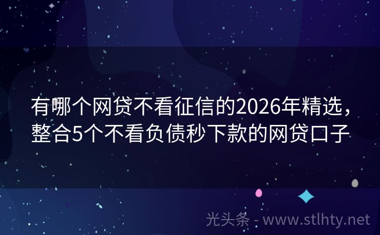 有哪个网贷不看征信的2026年精选，整合5个不看负债秒下款的网贷口子