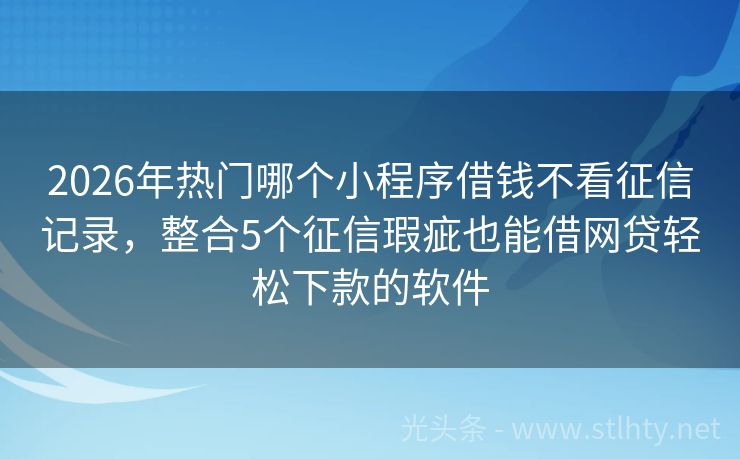 2026年热门哪个小程序借钱不看征信记录，整合5个征信瑕疵也能借网贷轻松下款的软件