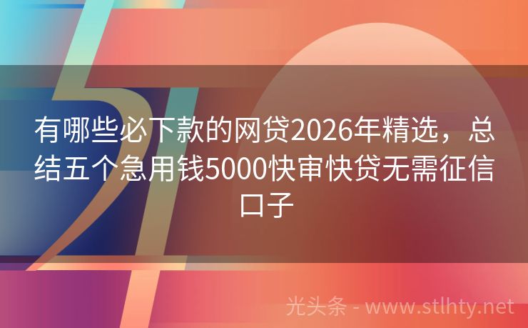 有哪些必下款的网贷2026年精选，总结五个急用钱5000快审快贷无需征信口子