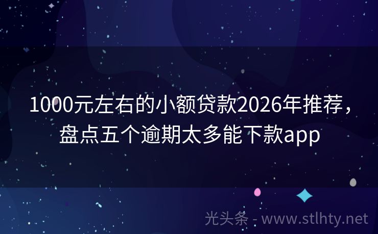 1000元左右的小额贷款2026年推荐，盘点五个逾期太多能下款app