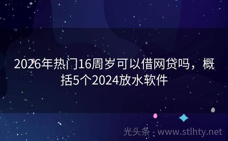 2026年热门16周岁可以借网贷吗，概括5个2024放水软件