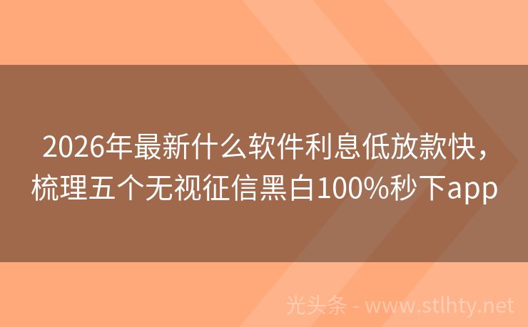 2026年最新什么软件利息低放款快,梳理五个无视征信黑白100%秒下app