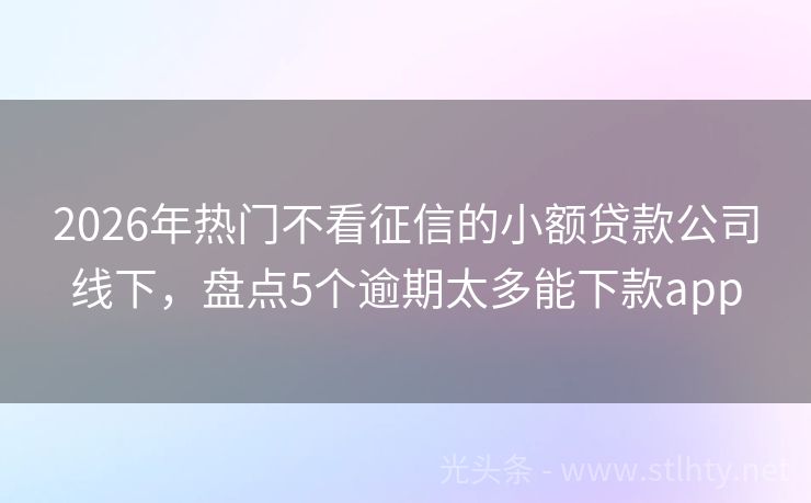 2026年热门不看征信的小额贷款公司线下,盘点5个逾期太多能下款app