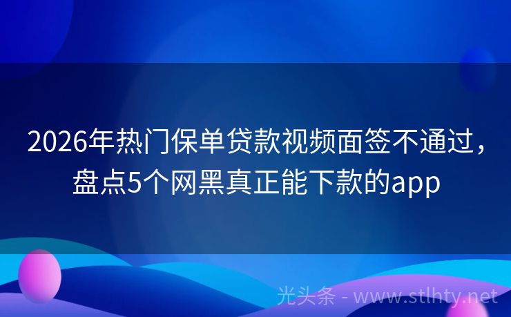 2026年热门保单贷款视频面签不通过，盘点5个网黑真正能下款的app