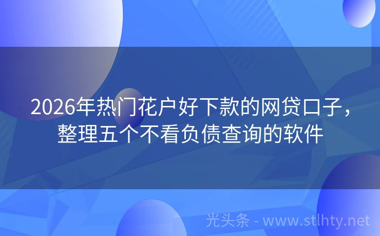 2026年热门花户好下款的网贷口子，整理五个不看负债查询的软件