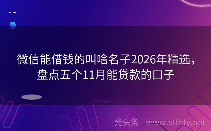 微信能借钱的叫啥名子2026年精选，盘点五个11月能贷款的口子
