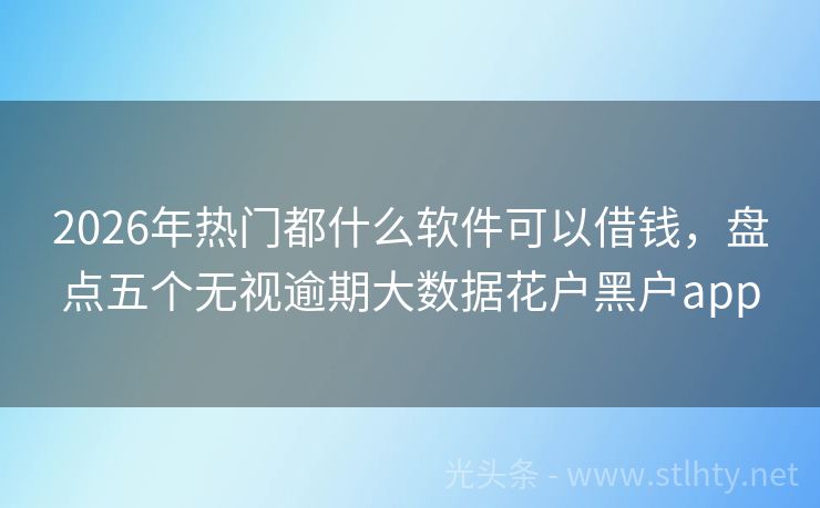 2026年热门都什么软件可以借钱，盘点五个无视逾期大数据花户黑户app