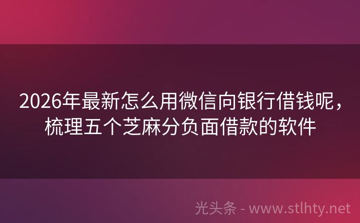 2026年最新怎么用微信向银行借钱呢，梳理五个芝麻分负面借款的软件