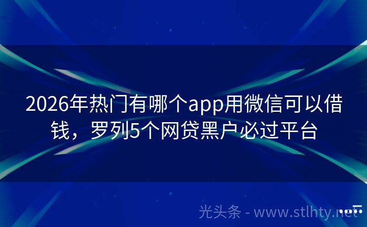 2026年热门有哪个app用微信可以借钱，罗列5个网贷黑户必过平台