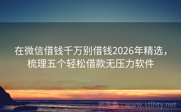 在微信借钱千万别借钱2026年精选，梳理五个轻松借款无压力软件