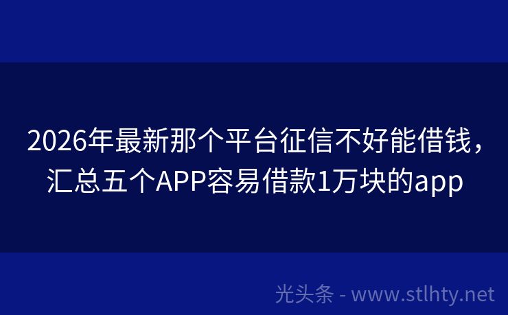 2026年最新那个平台征信不好能借钱，汇总五个APP容易借款1万块的app