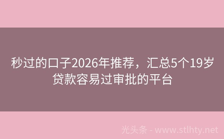 秒过的口子2026年推荐,汇总5个19岁贷款容易过审批的平台