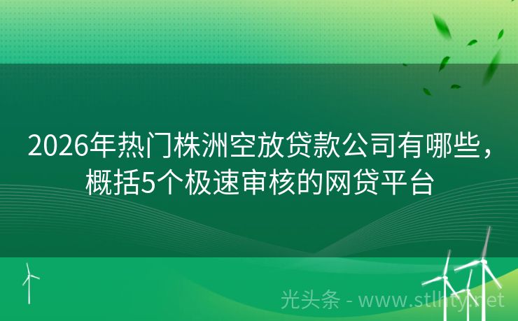 2026年热门株洲空放贷款公司有哪些，概括5个极速审核的网贷平台