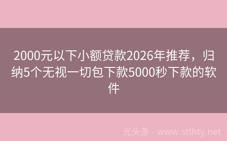 2000元以下小额贷款2026年推荐，归纳5个无视一切包下款5000秒下款的软件