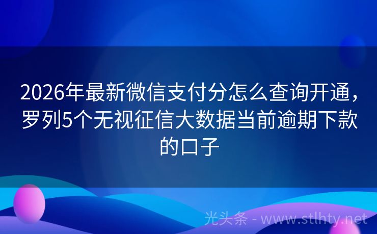 2026年最新微信支付分怎么查询开通，罗列5个无视征信大数据当前逾期下款的口子