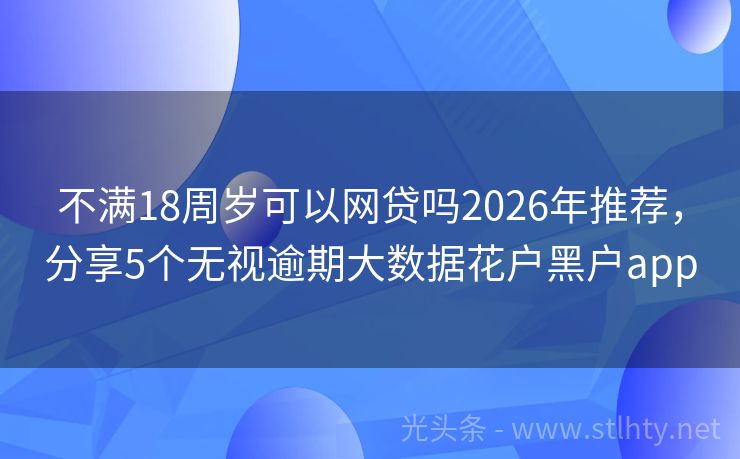 不满18周岁可以网贷吗2026年推荐，分享5个无视逾期大数据花户黑户app
