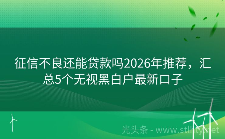 征信不良还能贷款吗2026年推荐，汇总5个无视黑白户最新口子