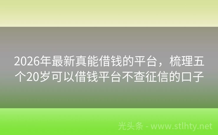 2026年最新真能借钱的平台，梳理五个20岁可以借钱平台不查征信的口子