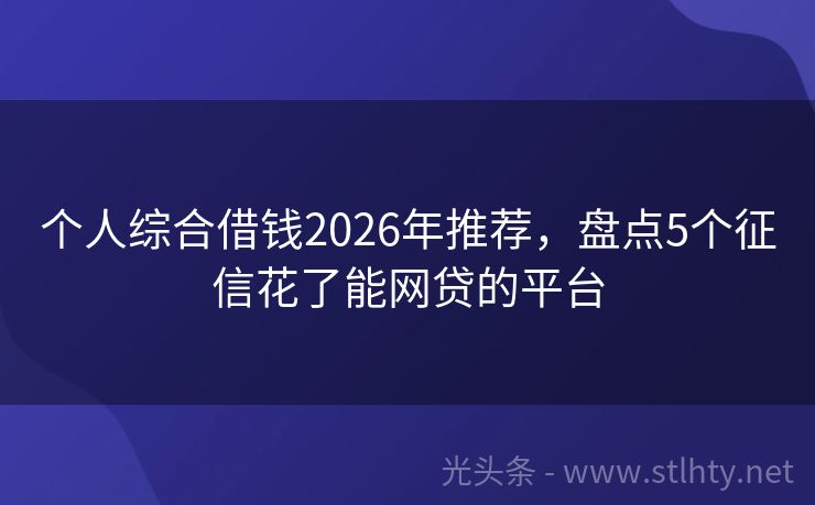 个人综合借钱2026年推荐，盘点5个征信花了能网贷的平台