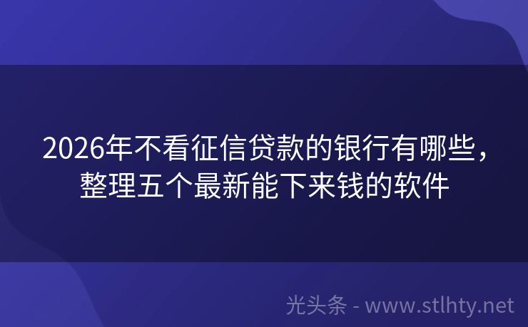 2026年不看征信贷款的银行有哪些,整理五个最新能下来钱的软件