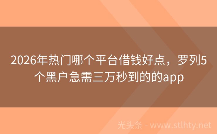 2026年热门哪个平台借钱好点，罗列5个黑户急需三万秒到的的app