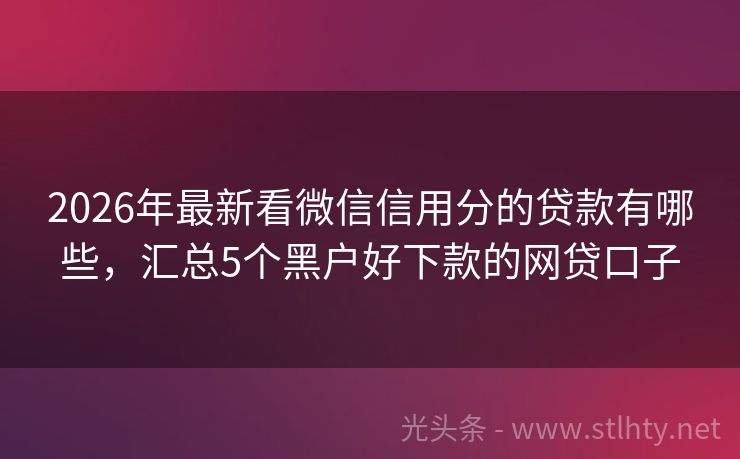 2026年最新看微信信用分的贷款有哪些，汇总5个黑户好下款的网贷口子