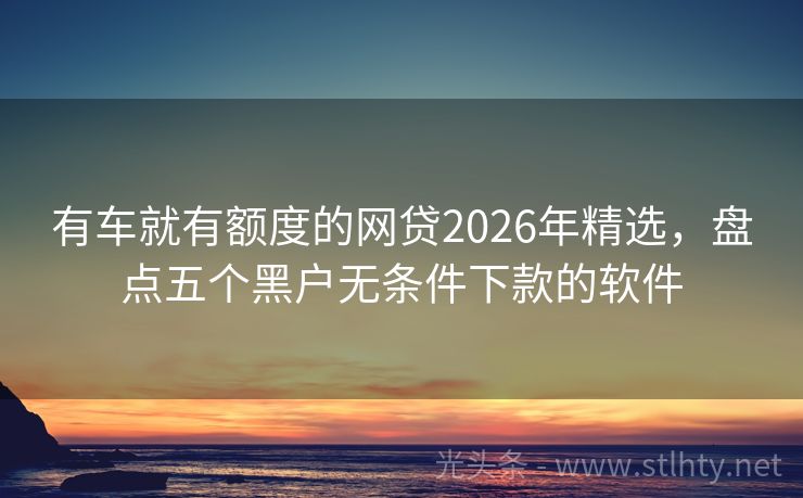有车就有额度的网贷2026年精选，盘点五个黑户无条件下款的软件