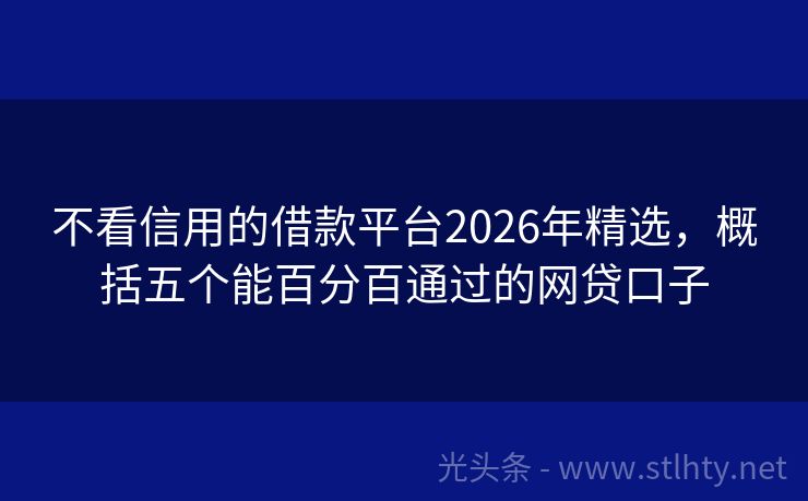 不看信用的借款平台2026年精选，概括五个能百分百通过的网贷口子