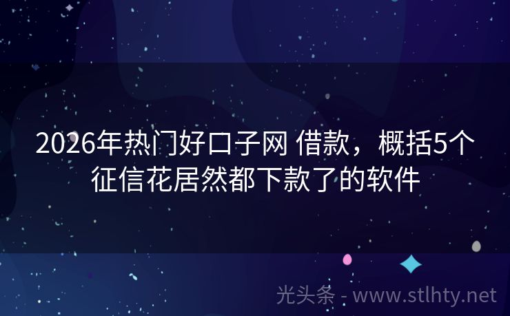 2026年热门好口子网 借款，概括5个征信花居然都下款了的软件