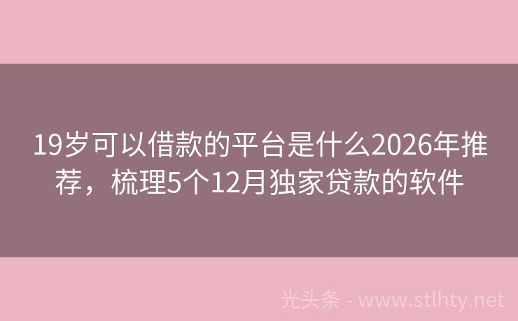 19岁可以借款的平台是什么2026年推荐，梳理5个12月独家贷款的软件
