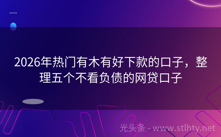 2026年热门有木有好下款的口子，整理五个不看负债的网贷口子