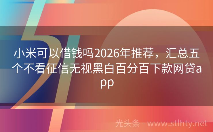 小米可以借钱吗2026年推荐，汇总五个不看征信无视黑白百分百下款网贷app