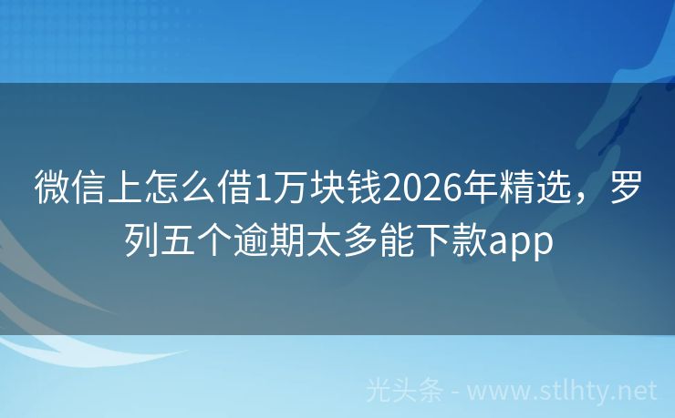 微信上怎么借1万块钱2026年精选，罗列五个逾期太多能下款app