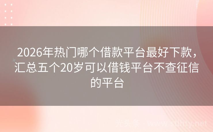 2026年热门哪个借款平台最好下款，汇总五个20岁可以借钱平台不查征信的平台