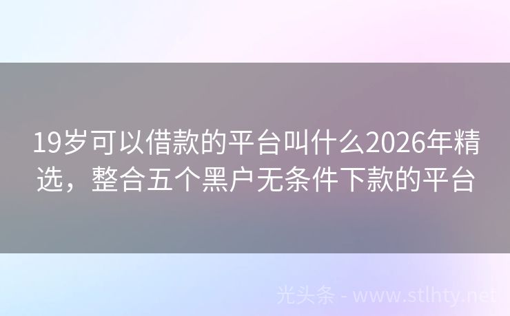 19岁可以借款的平台叫什么2026年精选,整合五个黑户无条件下款的平台