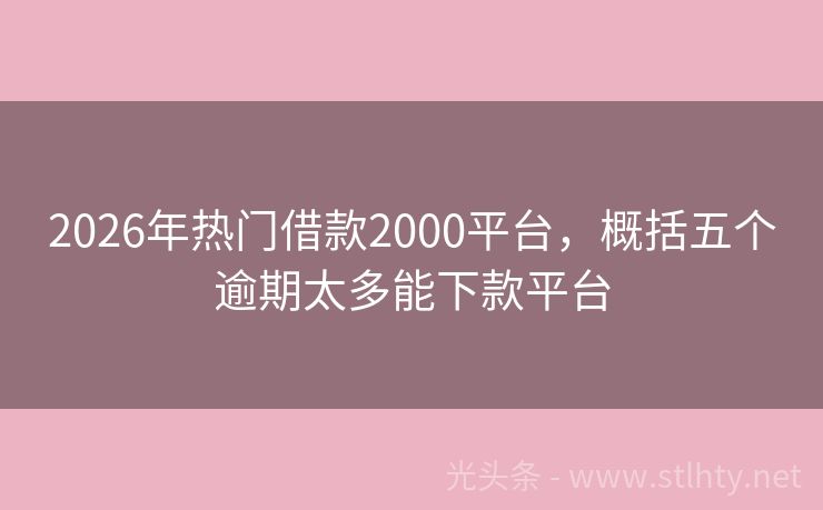 2026年热门借款2000平台，概括五个逾期太多能下款平台