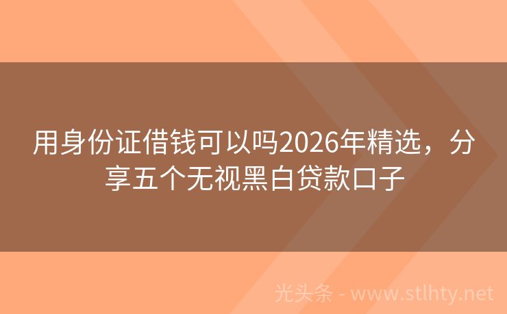 用身份证借钱可以吗2026年精选，分享五个无视黑白贷款口子